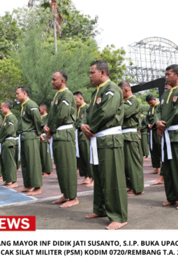 Kasdim 0720/Rembang Mayor Inf Didik Jati Susanto, S.I.P. Buka Upacara Latihan Kader Pencak Silat Militer (PSM) Kodim 0720/Rembang T.A. 2026