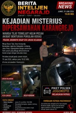 Kejadian Misterius di Persawahan Karangrejo: Warga Tejo Terkejut Helm Pecah Akibat Pukulan Keras, Piket Polsek Jogoroto Sigap Patroli Lokasi kejadian