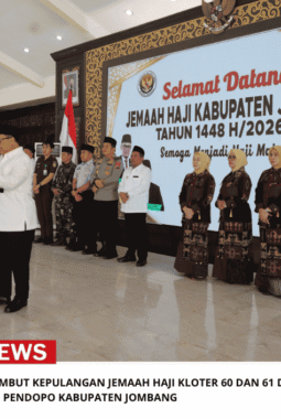 Bupati Warsubi Sambut Kepulangan Jemaah Haji Kloter 60 Dan 61 Di Pendopo Kabupaten Jombang