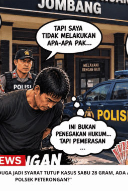 TEBUSAN Rp50 JUTA DIDUGA JADI SYARAT TUTUP KASUS SABU 28 GRAM, ADA APA DI POLSEK PETERONGAN?”