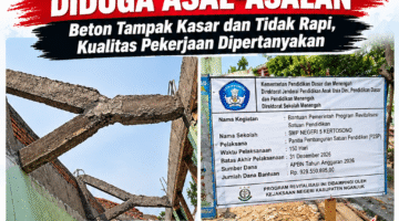 REVITALISASI SMP NEGERI 5 KERTOSONO SENILAI Rp929 JUTA DISOROT, MUTU PENGECORAN BETON DIDUGA ASAL-ASALAN